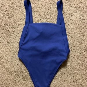 Royal blue high leg one piece swimsuit
